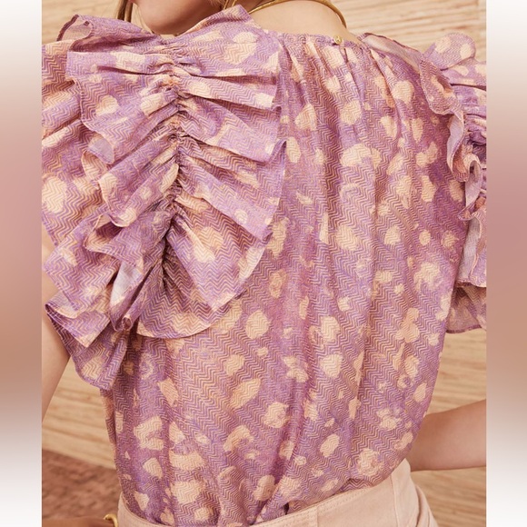 Ulla Johnson Manon Top in Lavender Handprint Dot Size 4 - Picture 2 of 10